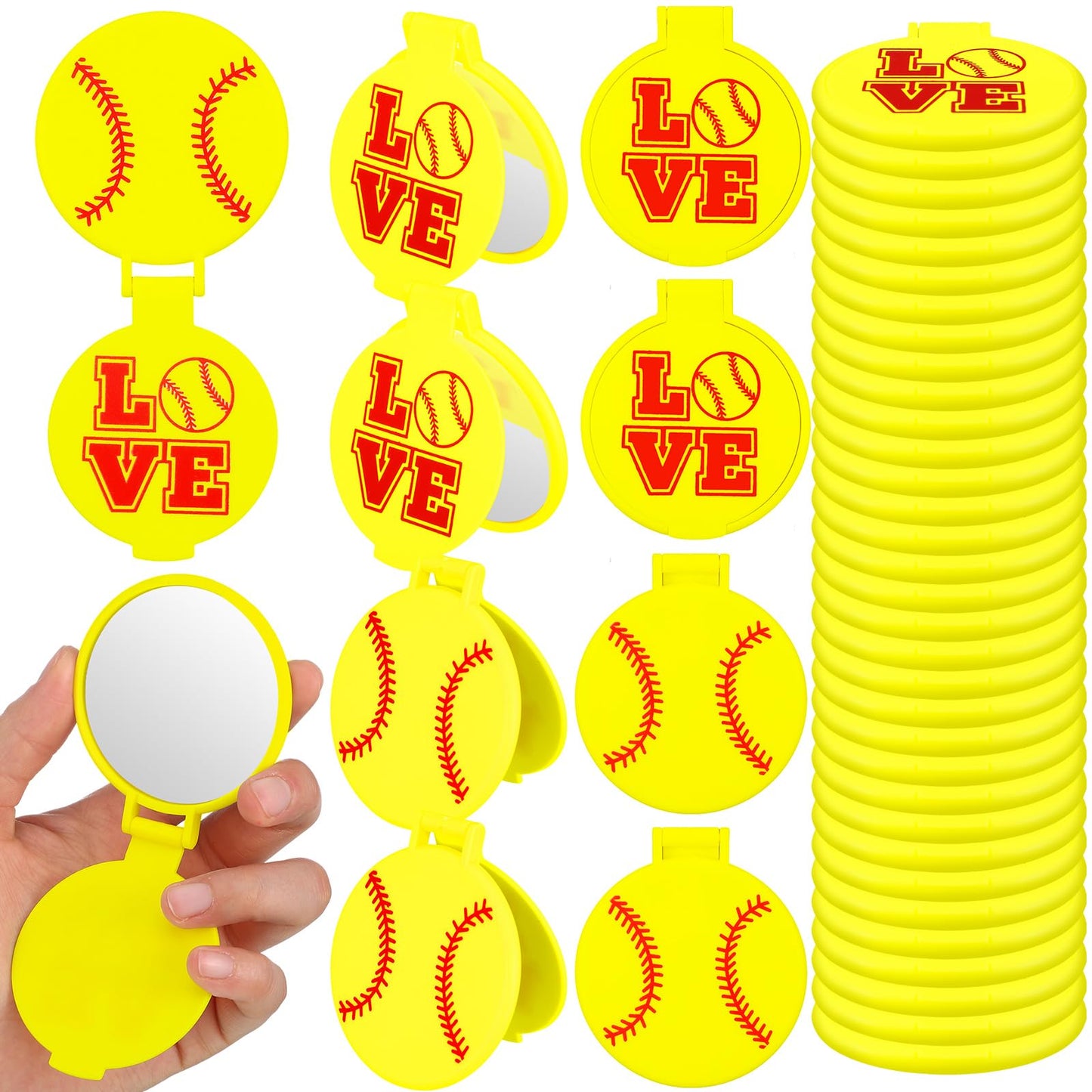 Love Softball Compact Mirrors Bulk – 48 Pack
