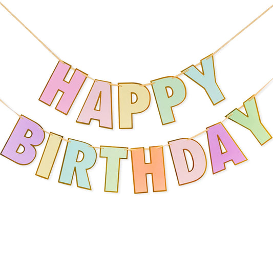 Pastel Happy Birthday Banner 7.3 Inch Thickened Paper with Candy Color Happy Birthday Letters Banner for Happy Birthday Backdrop Decorations Kids Birthday Party Baby Shower Pastel Decoration Supplies
