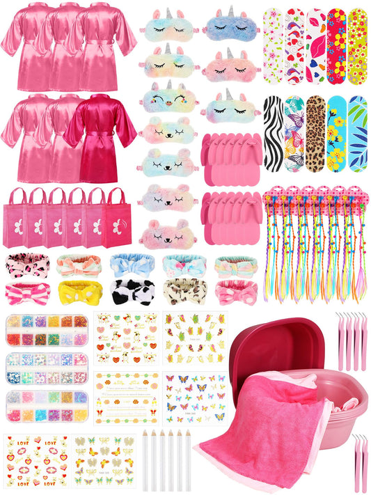 Girls Spa Party Supplies Set – 95 Piece, Pink Rose Red