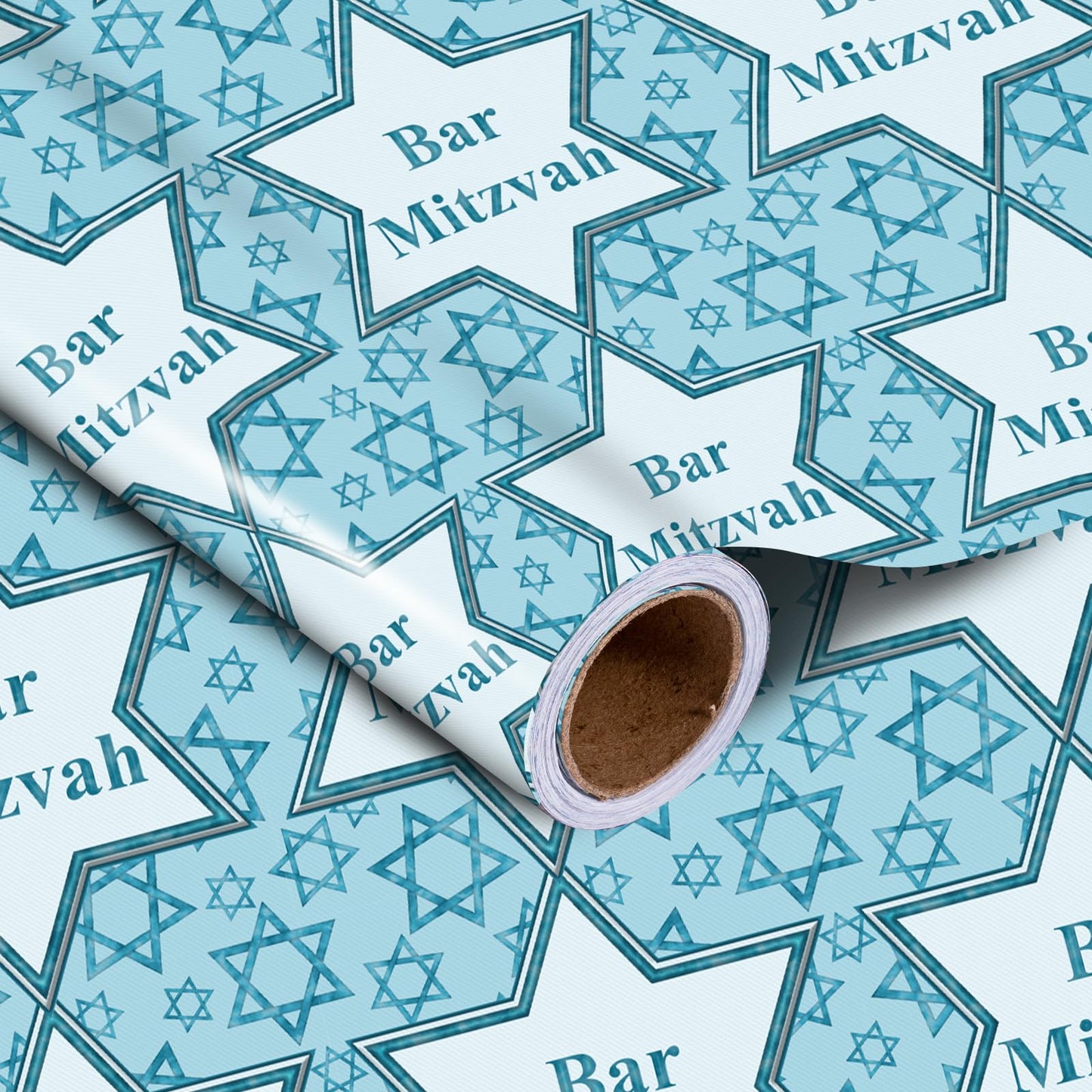 Bar Mitzvah Wrapping Paper Roll – Star of David, 17 x 32.8 Ft
