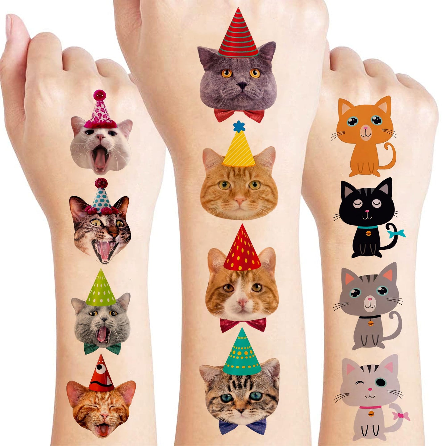 Cat Temporary Tattoos Party Favours – 96 Piece, 8 Sheets