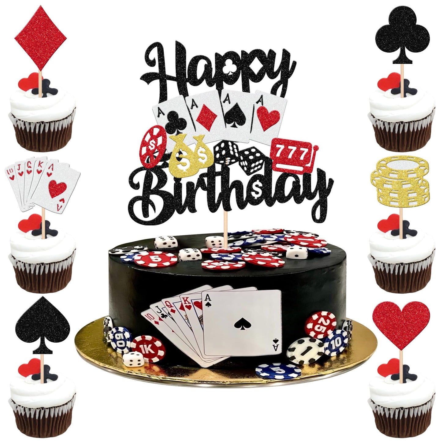 Casino Poker Theme Cupcake Toppers – 25 Piece