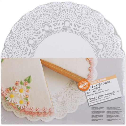 Wilton Show-N-Serve 12-Inch Lace Doily Cake Circles 8-Count - Round Cake Boards