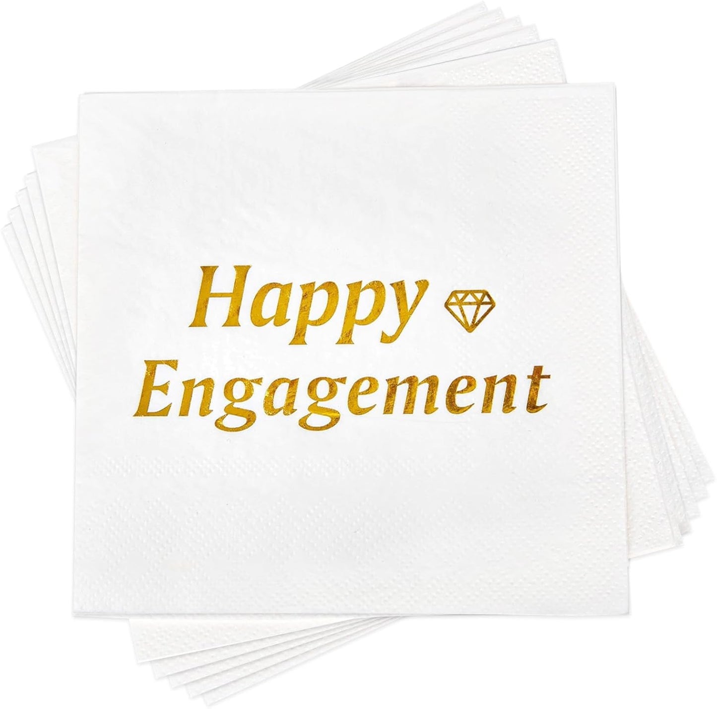 Happy Engagement Cocktail Napkins – 50 Pack