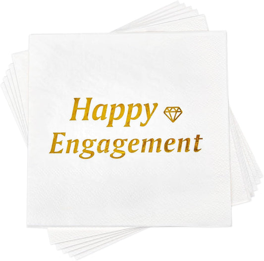 Happy Engagement Cocktail Napkins – 50 Pack
