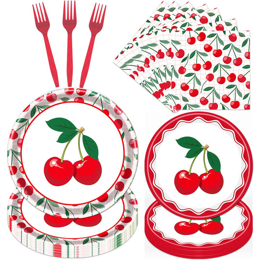 Cherry Party Paper Plates & Napkins Set - 96 ct