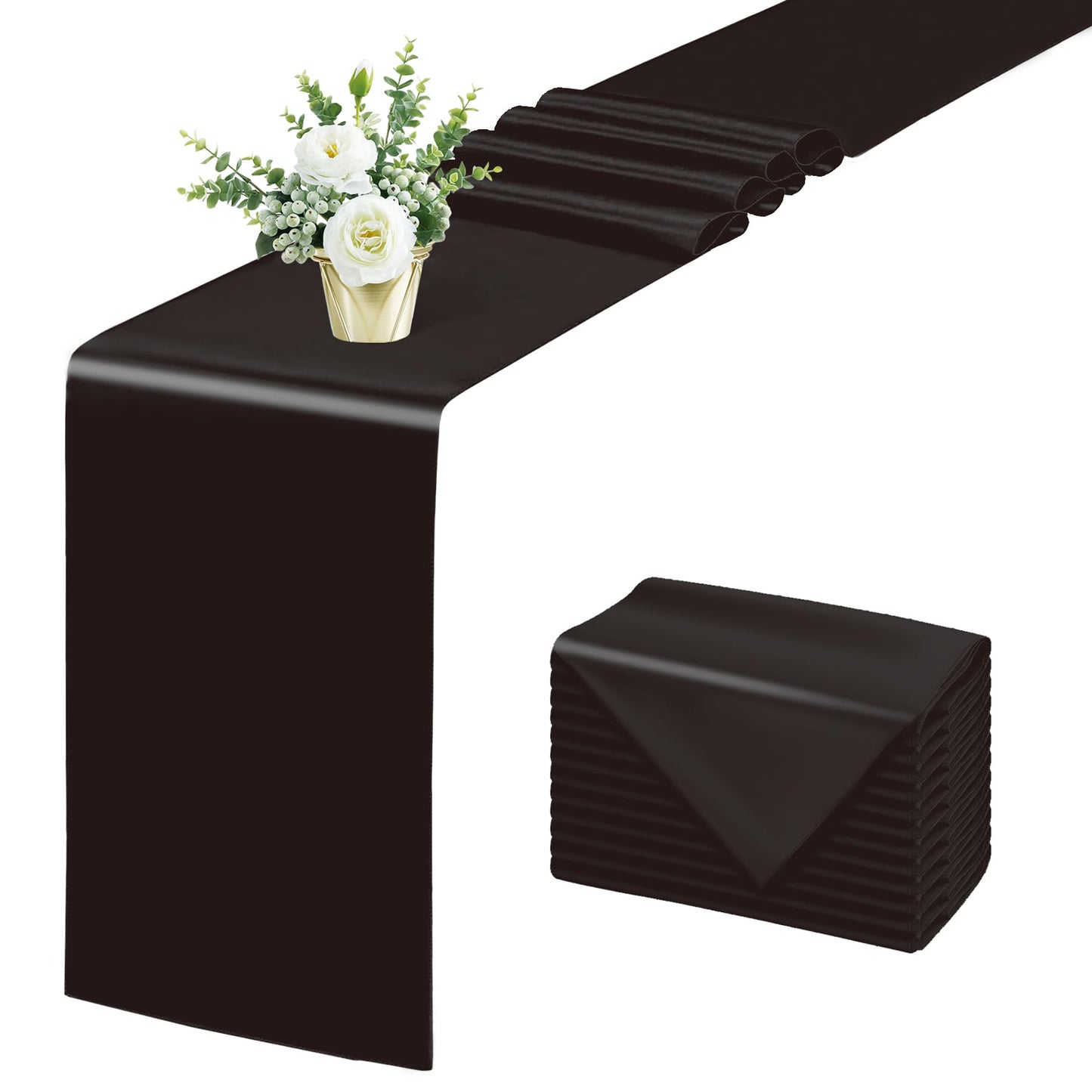 Black Satin Party Table Runners 12x108" - 12 ct