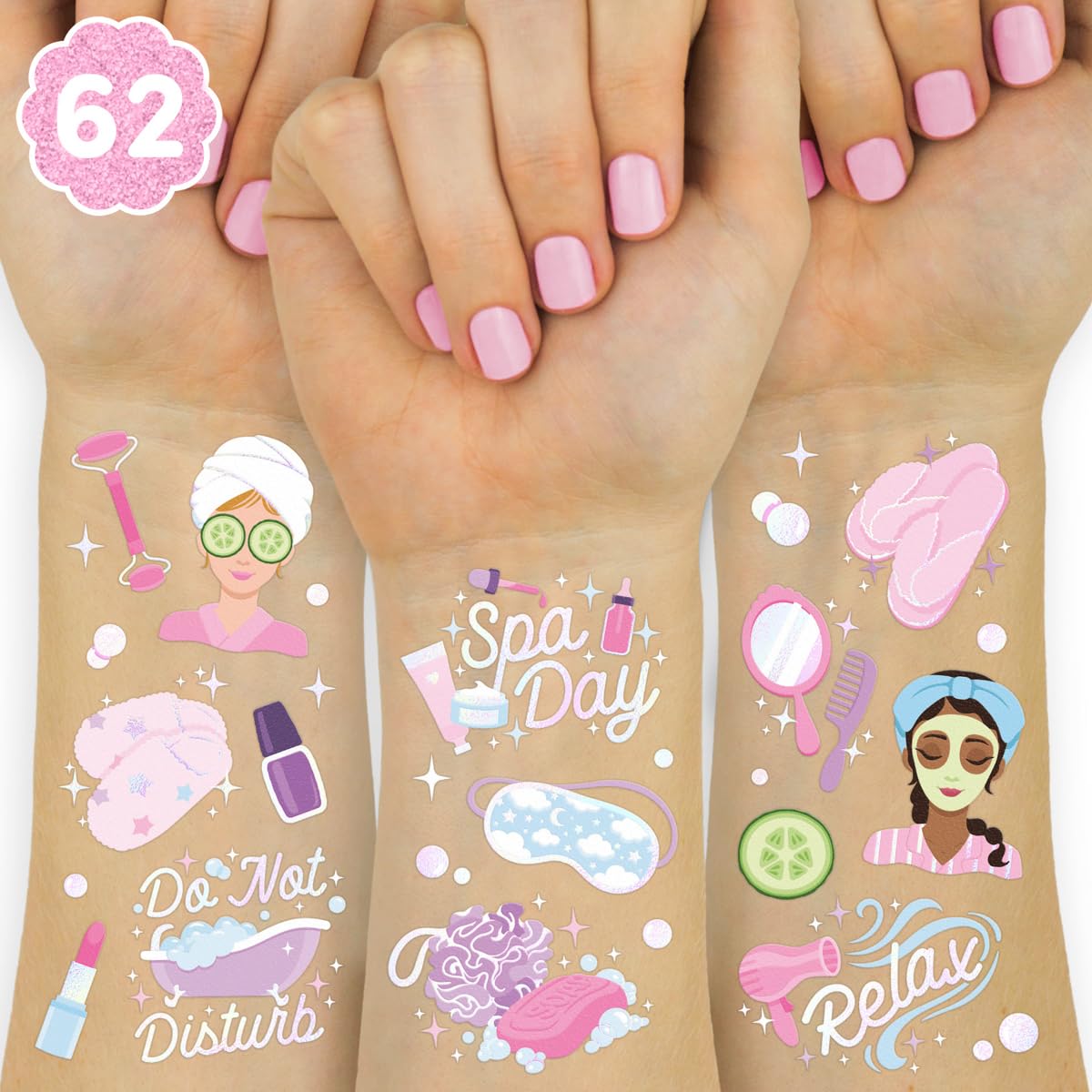 Girls Spa Temporary Tattoos Birthday Party Favours – 62 Designs
