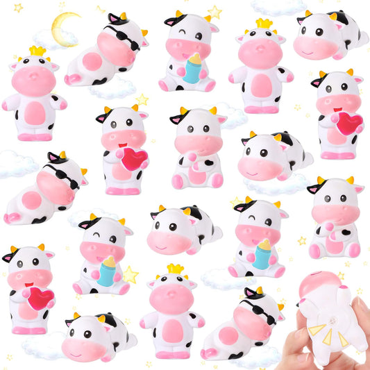 Jenaai 36 Pcs Cute Rubber Cows Bulk Squeak Floating Cow for Kids Bath Toys Rubber Animals Swimming Shower Bathtub Toy Favors for Party Baby Shower Pool Car Dashboard Decor Carnival Gift