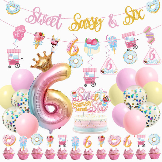Sweet & Sassy 6th Birthday Ice Cream Party Decoration Set