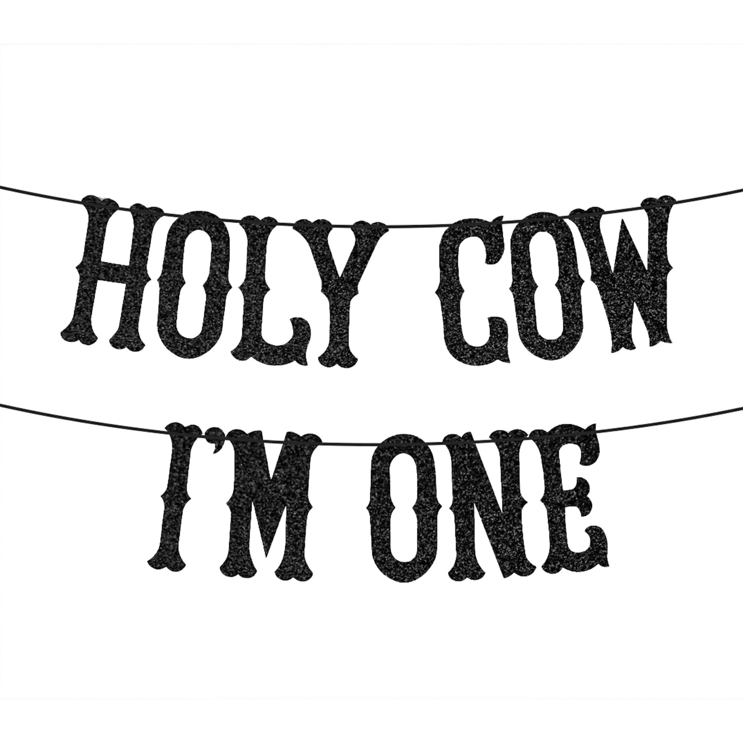 Holy Cow Im One Banner Farm Themed 1st Birthday Party Decoration for Western Cowboy and Cowgirl First Rodeo Birthday Decorations