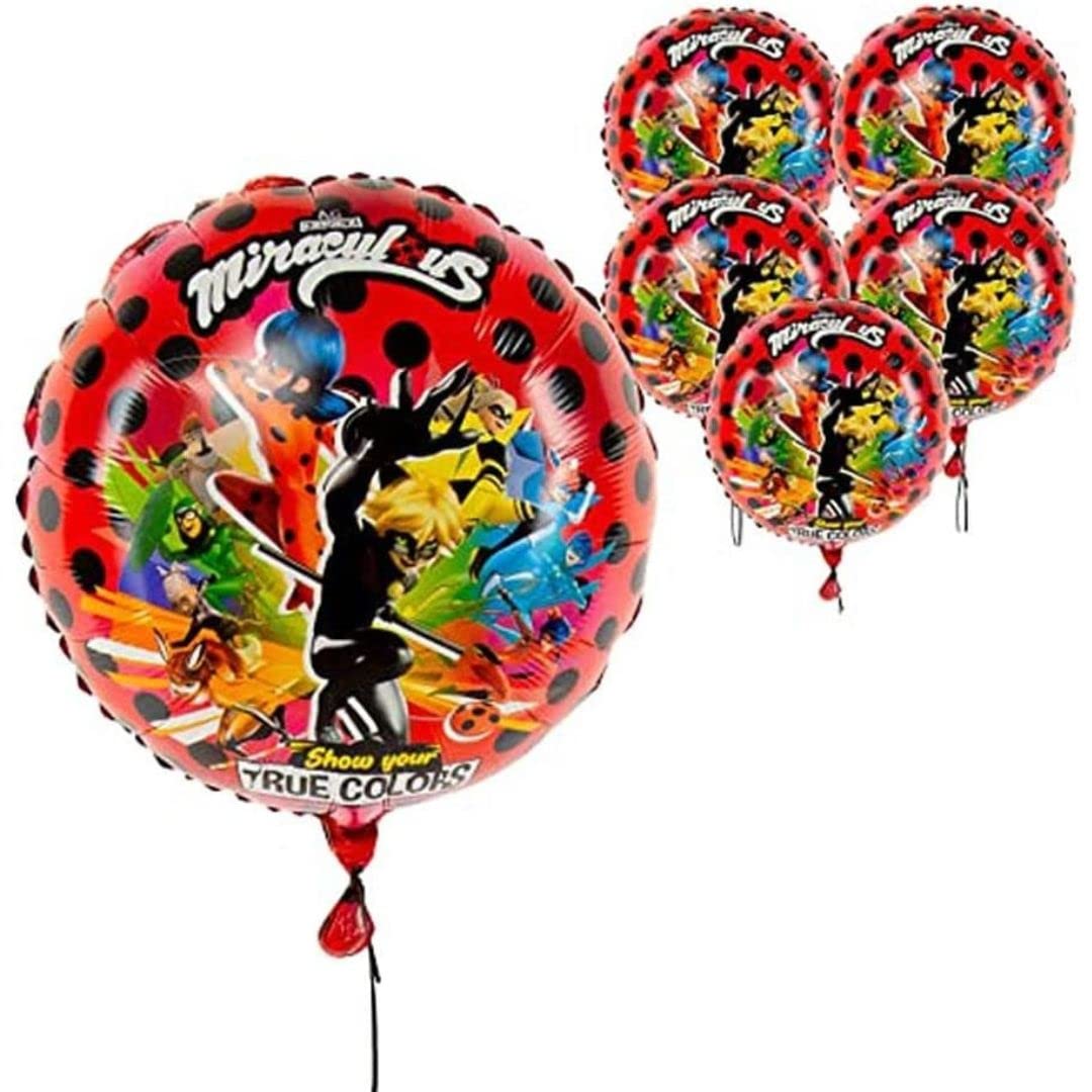 Miraculous Ladybug & Cat Noir Party Foil Balloons – 5 Pack, 17 Inch