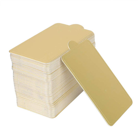 100 Pcs Mini Cake Boards Golden Mousse Cardboard Rectangular Cupcake Dessert Displays Tray Dissert Plates Pastry Base for Wedding Birthday Cake(L)