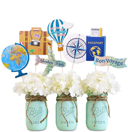 Adventure Travel Table Centerpiece Sticks Party Decor