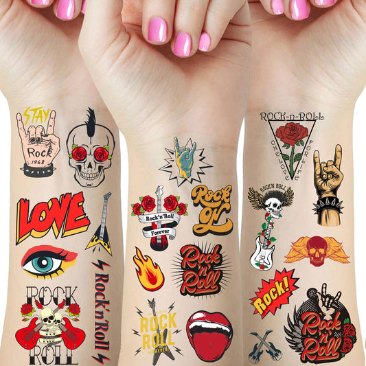 Rock N Roll Temporary Tattoos – 65 Piece, Born to Rock