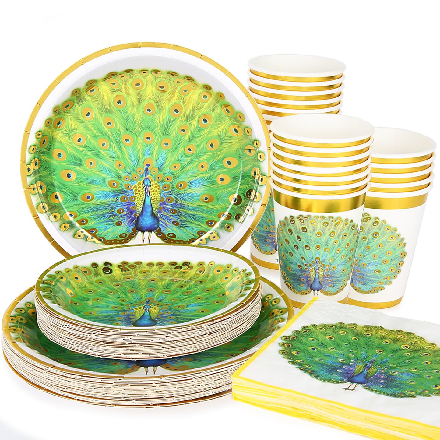Peacock Party Tableware Set – 120 pieces