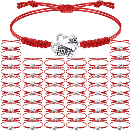Cheer Charm Bracelets – 48 Pack, Red