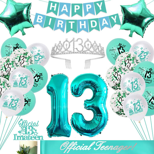Teal Official Teenager 13th Birthday Decoration Kit