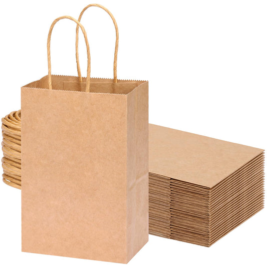 Brown Kraft Paper Handle Gift Bags – 25 ct