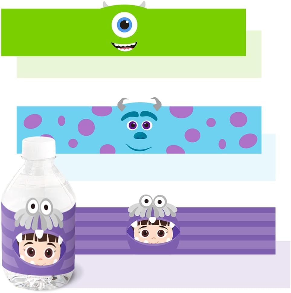 Monster Theme Water Bottle Labels - 24 ct