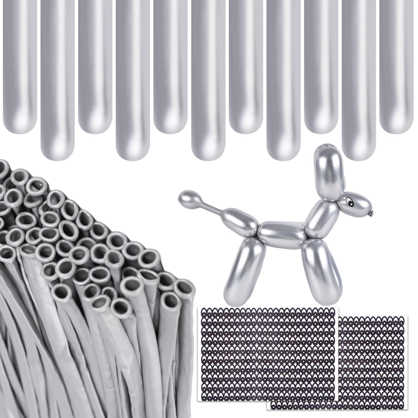 Metallic Silver Twisting Balloon Animals - 150 ct