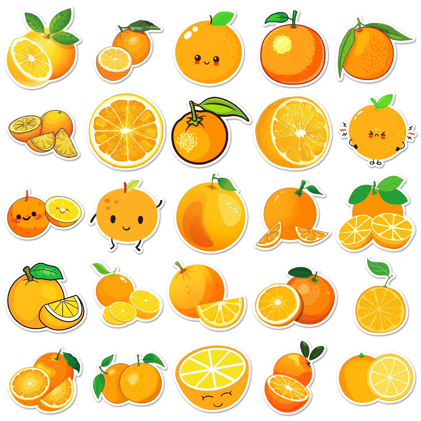 50 Orange Cartoon Fruit Stickers for DIY Projects