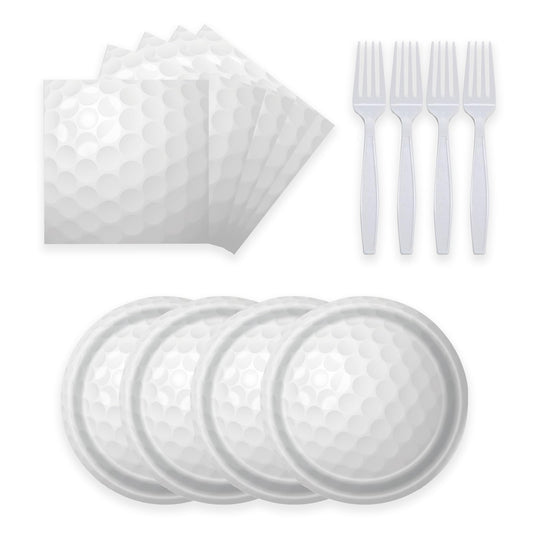 Golf Ball Party Plates & Napkins Set – 72 Piece Serves 24