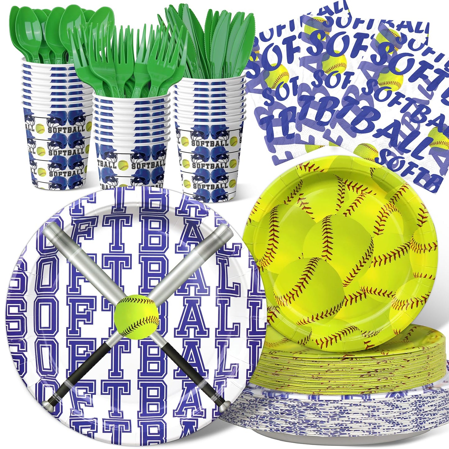 Softball Party Tableware Set – Plates, Cups, Napkins & Cutlery