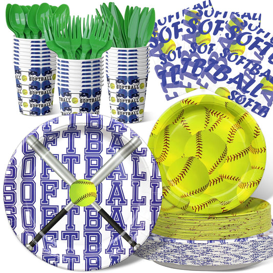 Softball Party Tableware Set – Plates, Cups, Napkins & Cutlery