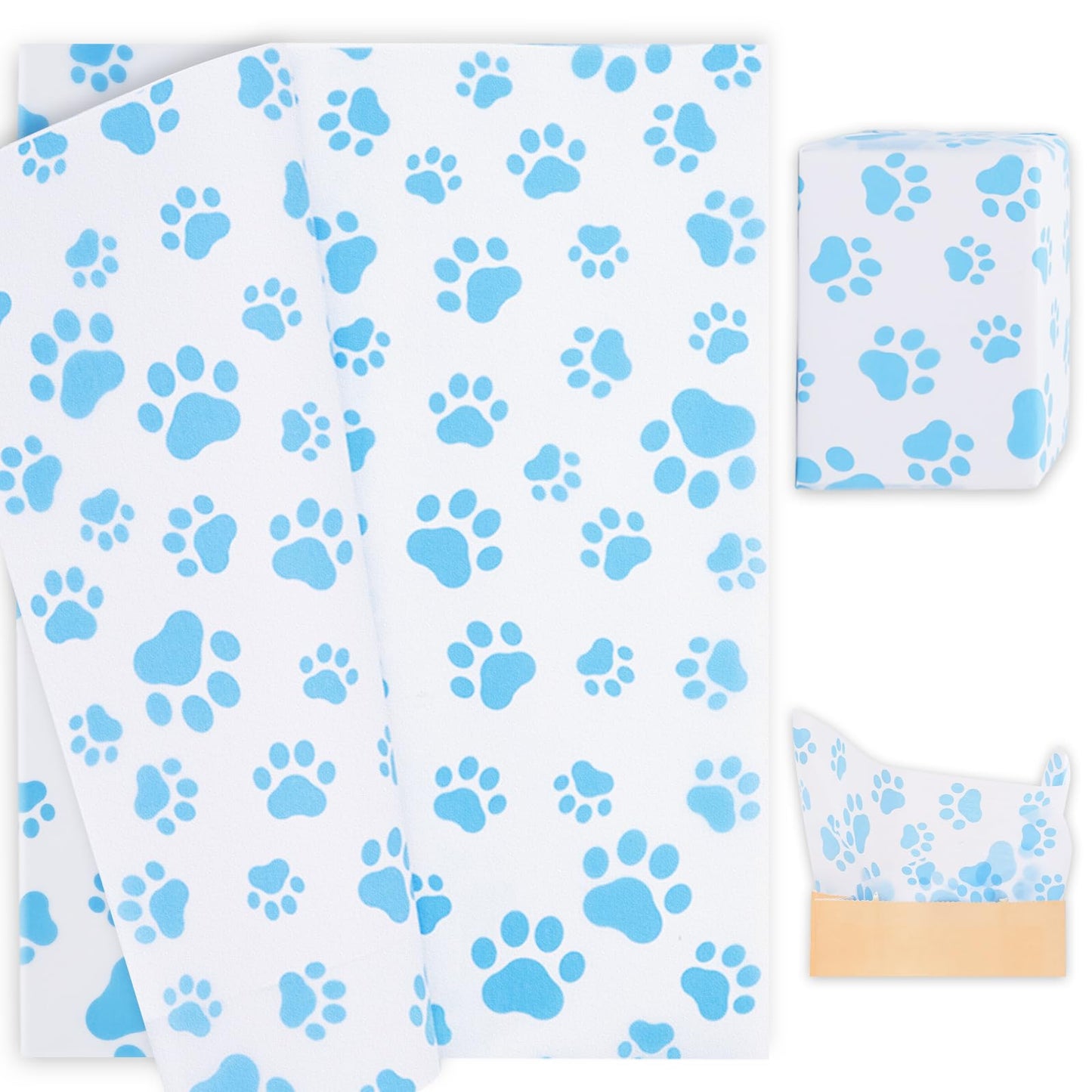 Dog Blue Paw Print Tissue Paper