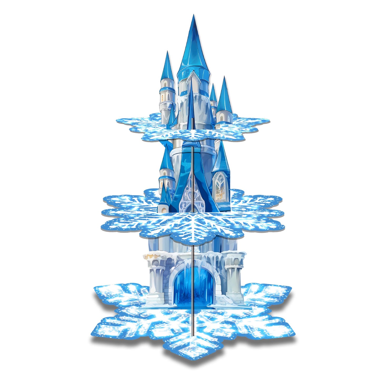 PHOGARY 3 Tier Cupcake Stand for Ice Birthday Party Decorations Ice Palace Cupcake Tower Stand Winter Snow Party Decor Snowflake Cupcake Holder Stand Winter Wonderland Baby Shower Party Supplies