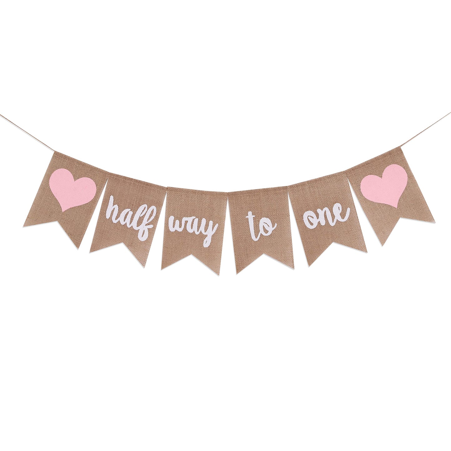 Burlap Half Way to One Birthday Banner – 1/2 Birthday Photo Prop