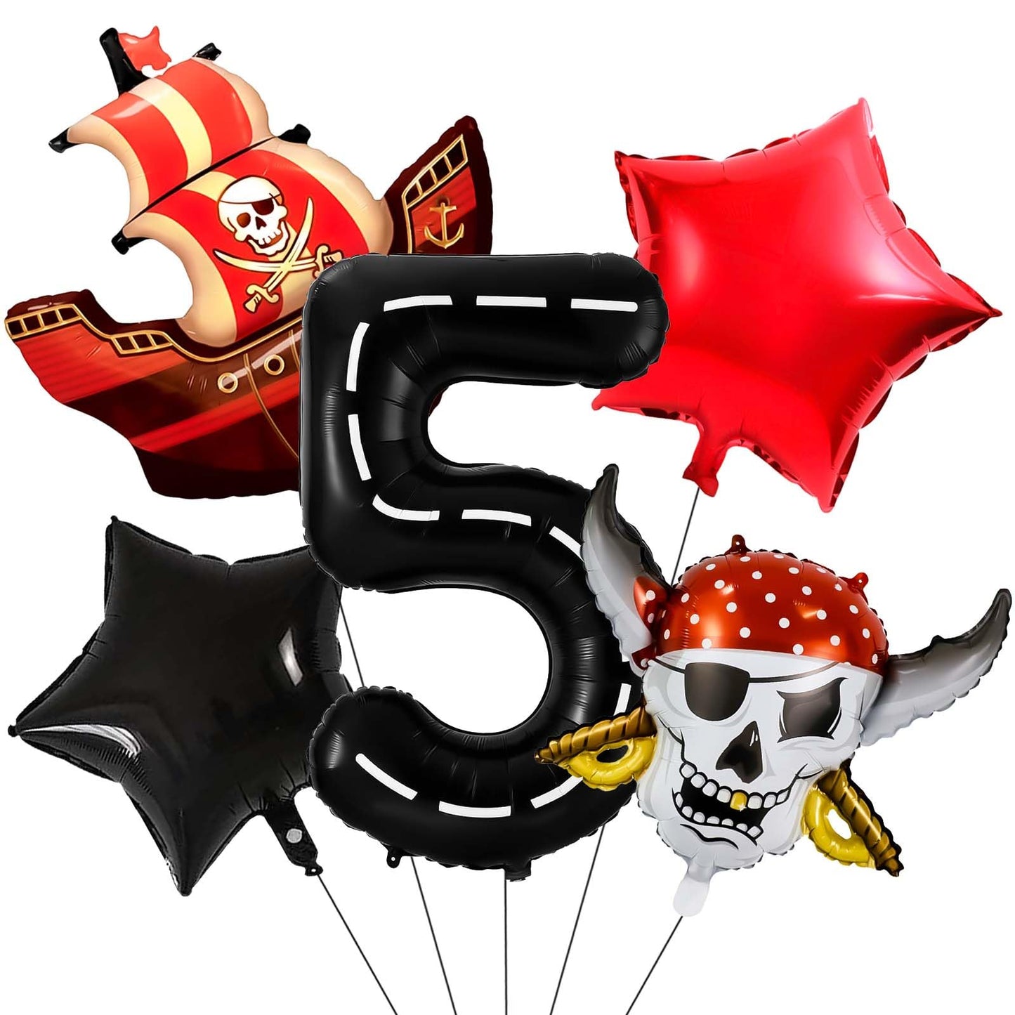 Pirate Number 5 Birthday Balloon Set - 5 ct