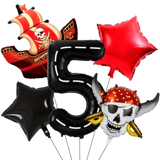 Pirate Number 5 Birthday Balloon Set - 5 ct