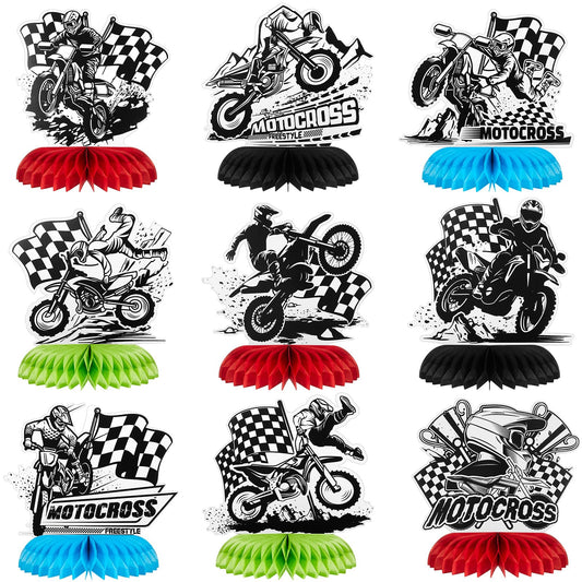 Motorcycle Dirt Bike Honeycomb Table Centrepieces – 9 Piece