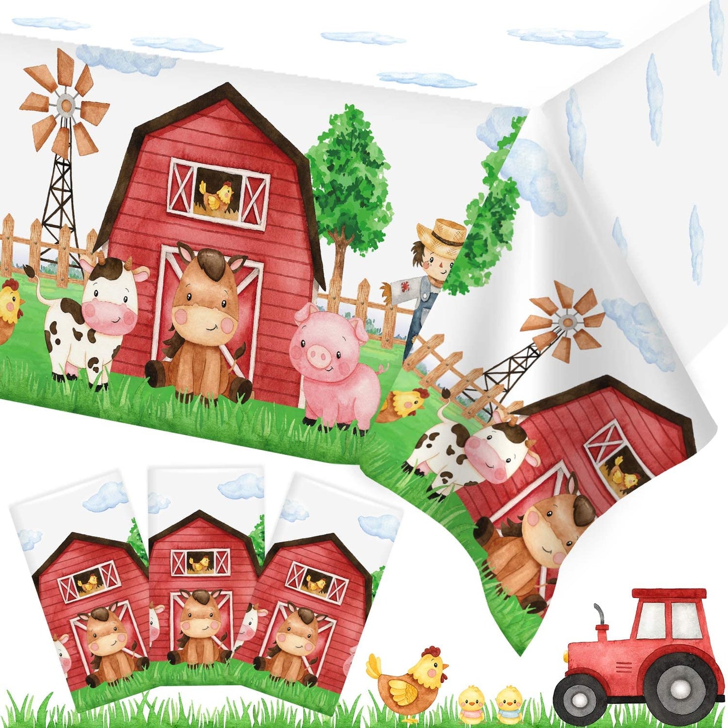 Farm Animal Plastic Tablecloth - 3 ct