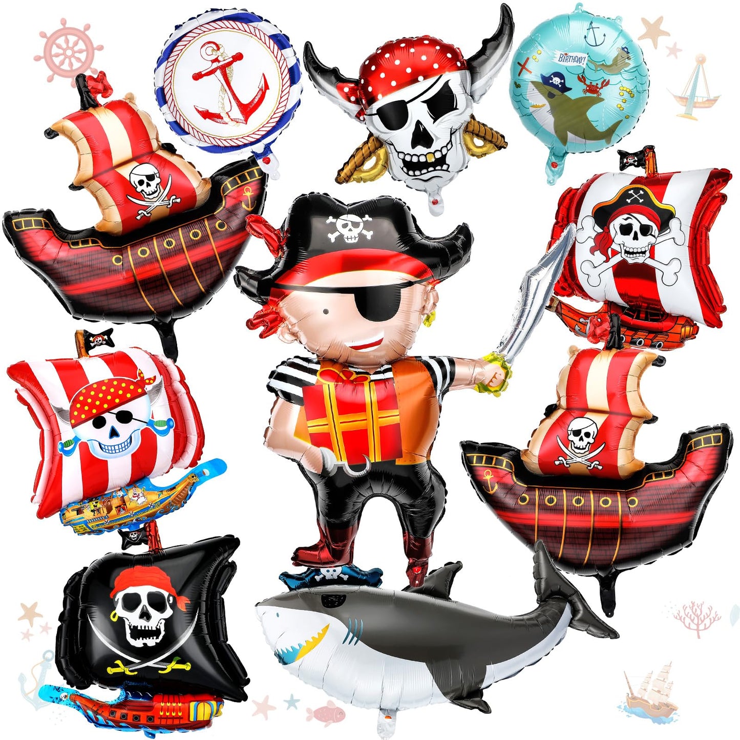 Pirate Ship Foil Balloon Set – 10 Piece