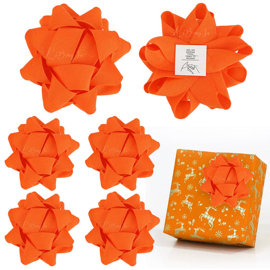 Orange Decorative Grosgrain Gift Bows - 6 ct