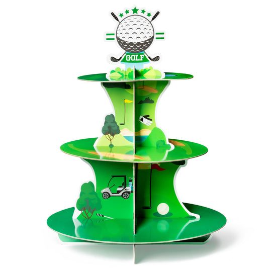 Golf Course 3-Tier Cardboard Cupcake Stand
