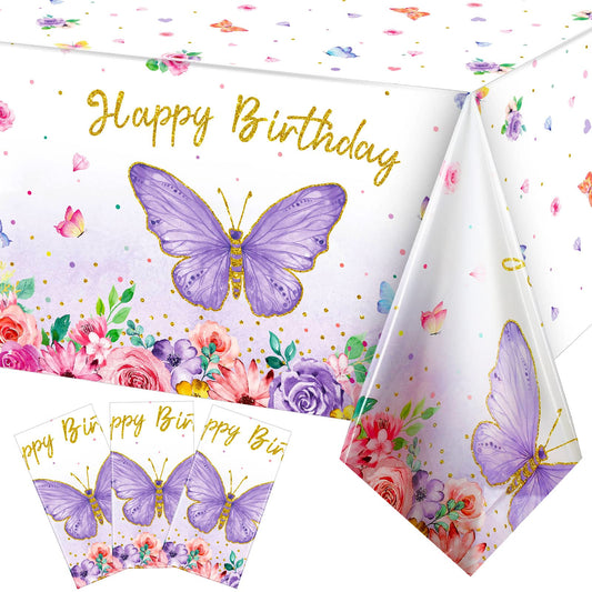 Butterfly Happy Birthday Plastic Tablecloth – 3 Pack