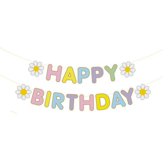 MEETINGU Daisy Flower Happy Birthday BannerMulti Color Happy Birthday BannerDaisy Party Decorations Daisy Themed Birthday Banner for Girls Boys Women Kids Daisy Birthday Party Decorations