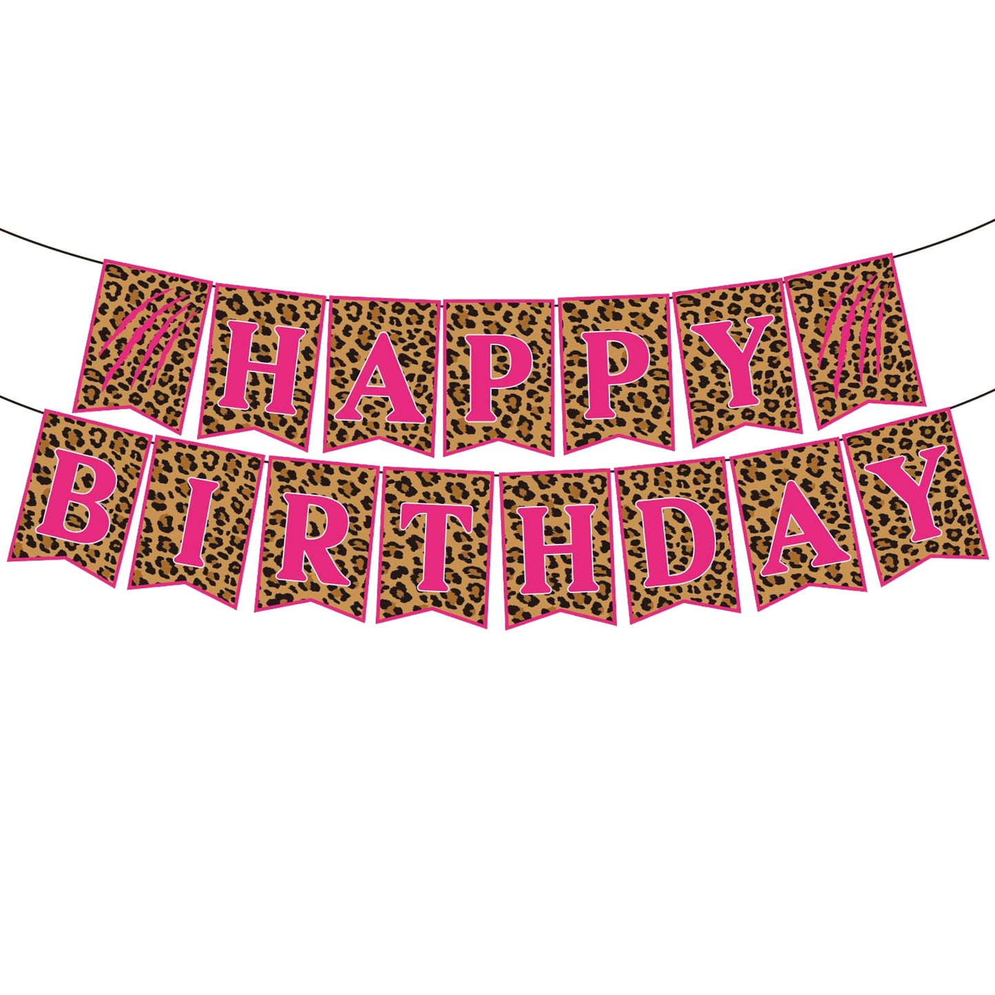 Pink Jungle Animal Happy Birthday Banner Set - 13 ct