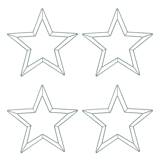 UTALIND 4pcs Metal Wire Wreath Wire Frame Form Hanger 15.7inch Large Star Wreath for Birthday Party Decorations Green
