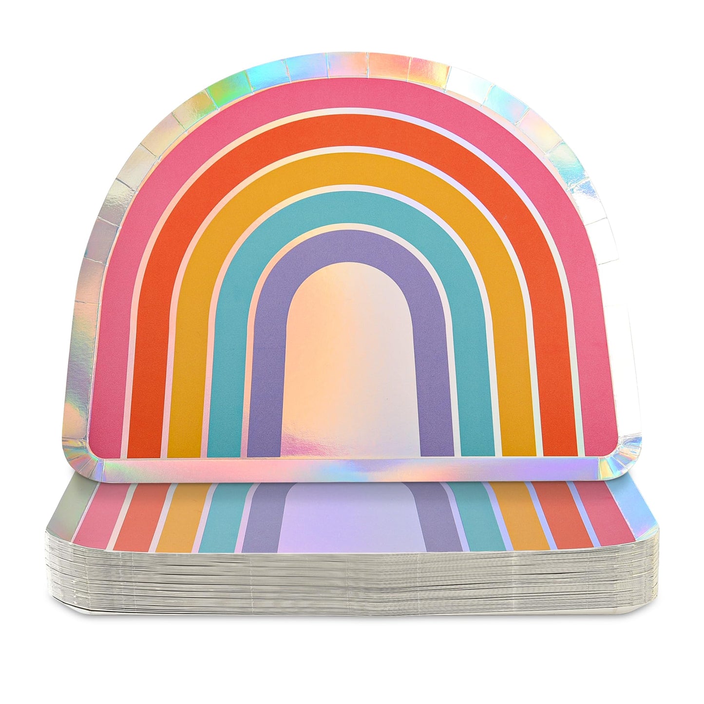 Pastel Rainbow Foil Paper Plates 9 Inch - 25 ct