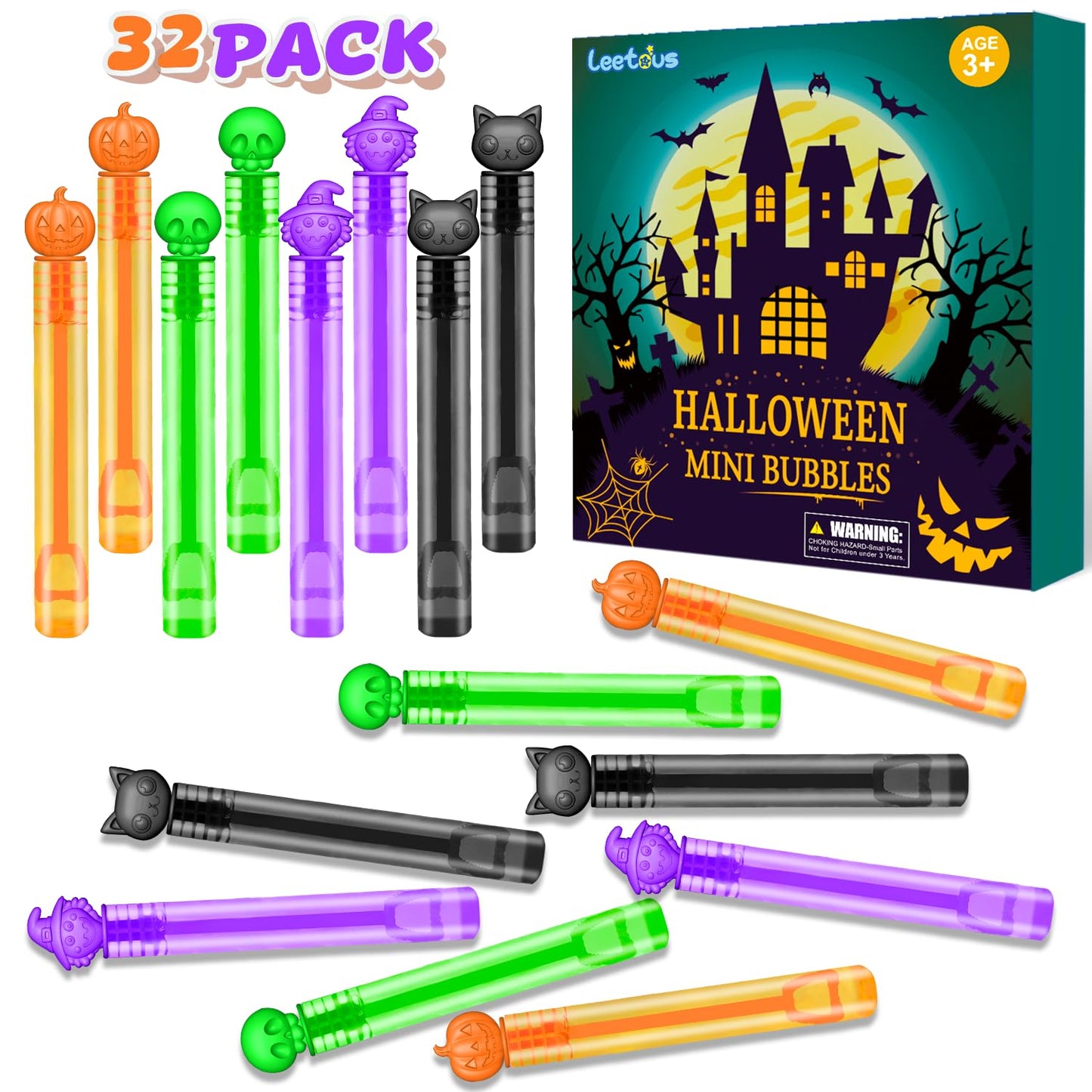 Halloween Mini Bubble Wands Party Favours – 32 Pack