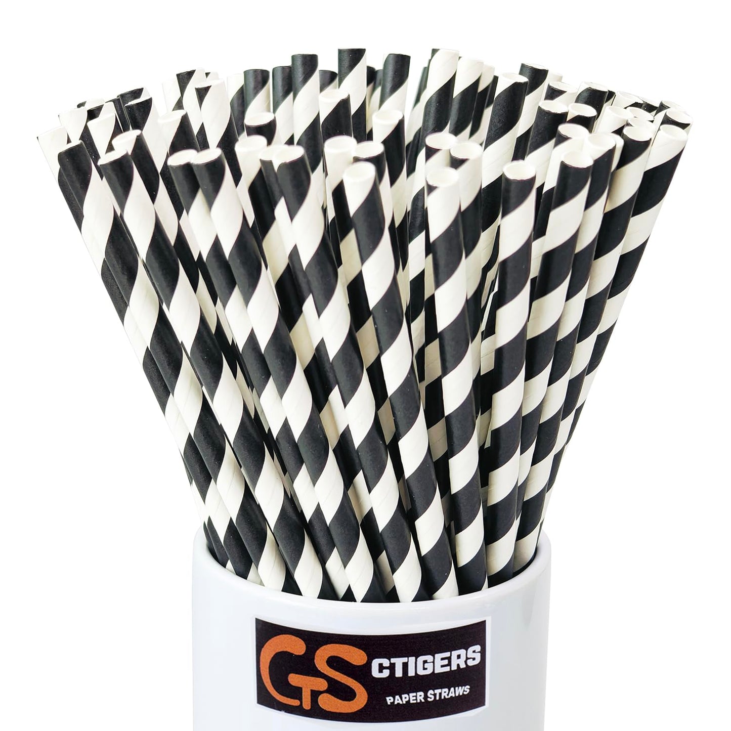 Black Striped Paper Straws - 100 ct