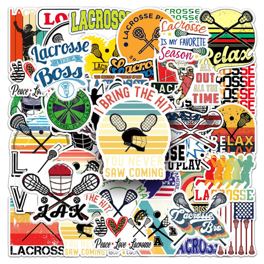 100 Pcs Lacrosse StickersLacrosse Vinyl Waterproof Decals Perfect for Water Bottle Laptop Luggage SkateboardLacrosse Gifts for Men Lacrosse Lovers Team Players