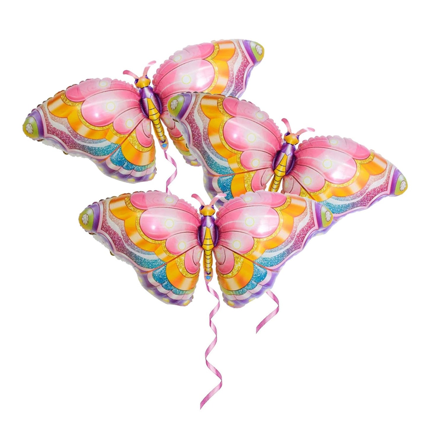 Pink Butterfly Foil Balloon Set - 3 ct