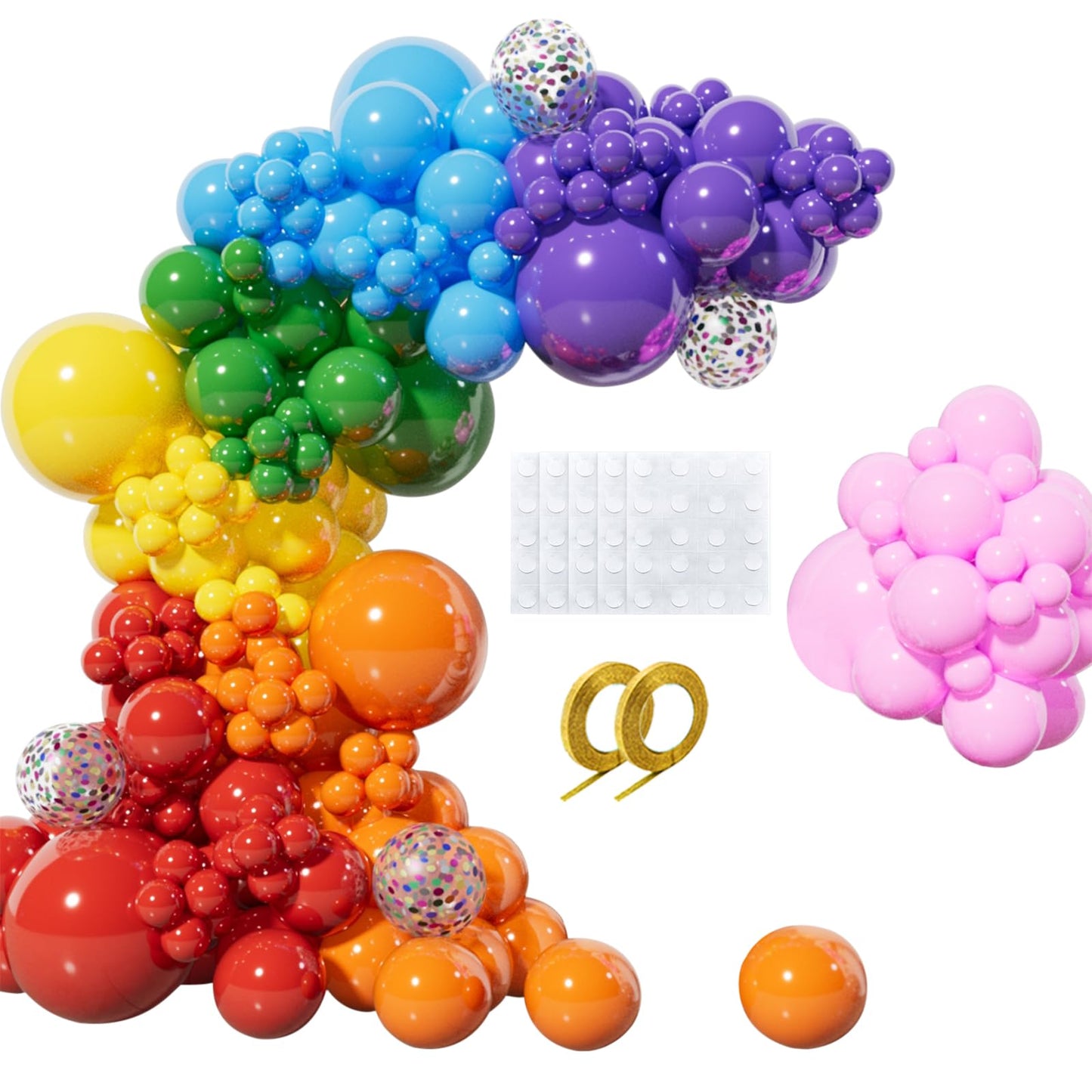 Rainbow Balloon Garland Arch Kit – 162 Pieces, Mixed Sizes
