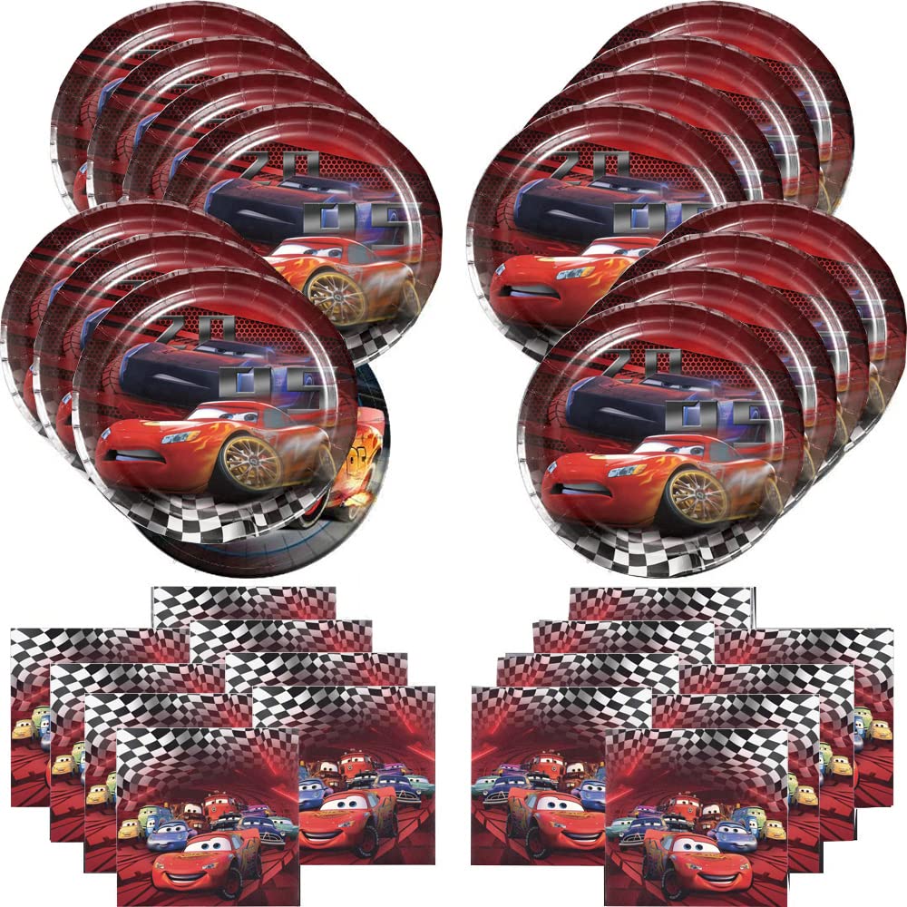 Racing Car Character Party Plates & Napkins – 40 Pack